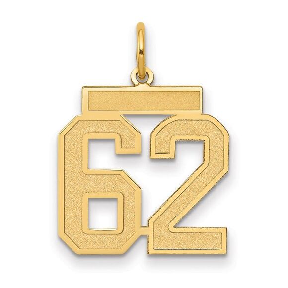 14k Yellow Gold Jersey Collection Medium Number 62 Pendant